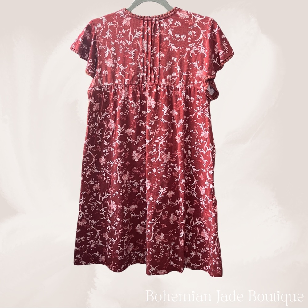 Knox Rose Rust Floral Tiered Babydoll Dress Medium - Picture 3 of 5